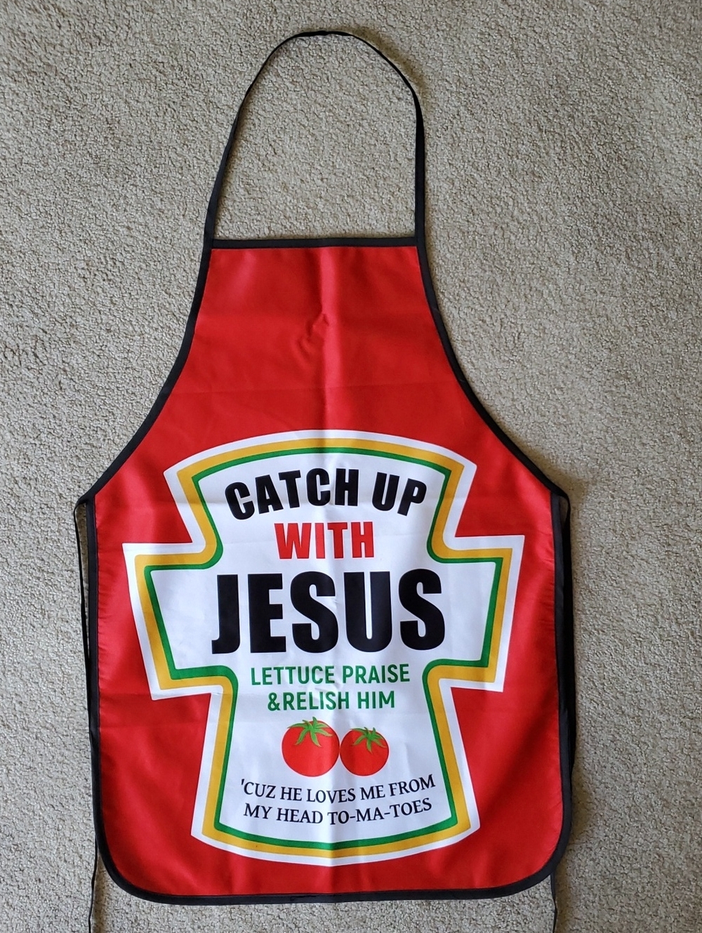'Catch Up With Jesus' Graphic Apron